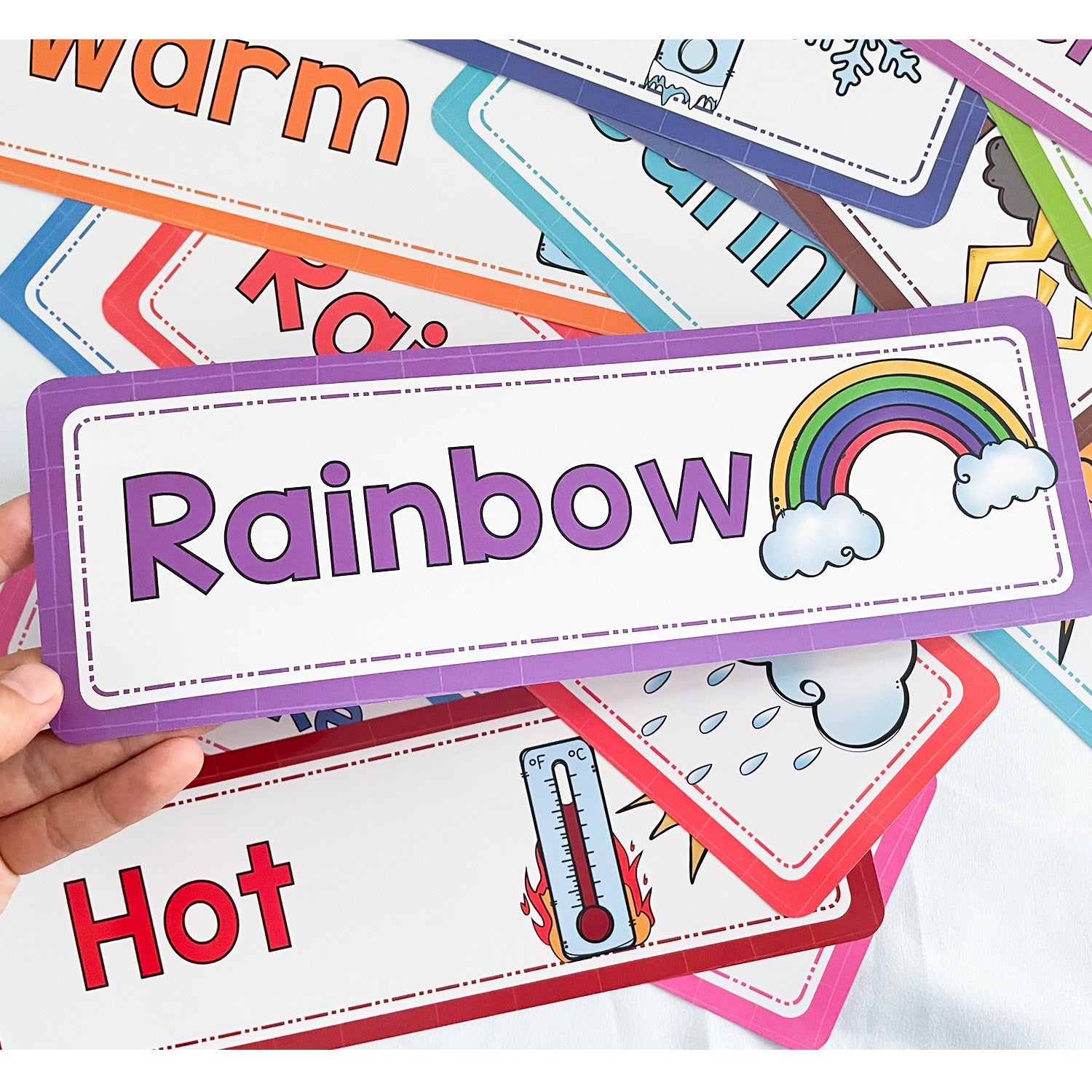 16pcs LACHILLY Weather Flash Cards Educational Teaching Aids for Kids Preschool