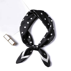 Dotted Square Scarf Satin Bandana Neckerchief Women Silk Head Wrap