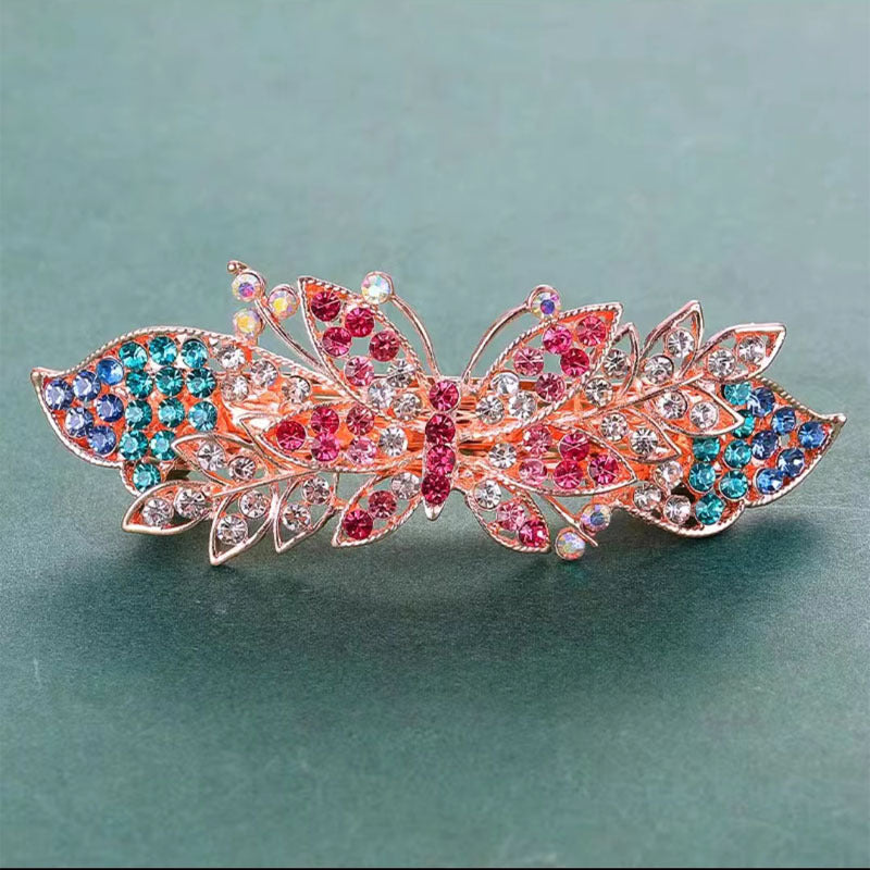 Vintage Butterfly Rhinestone Hair Clip French Barrette