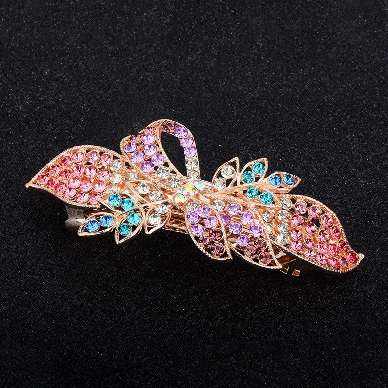 Vintage Butterfly Rhinestone Hair Clip French Barrette