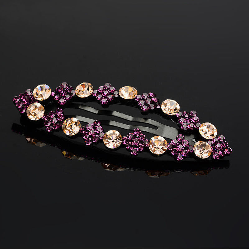 Vintage Rhinestone Snap Clip Metal Hair Clip