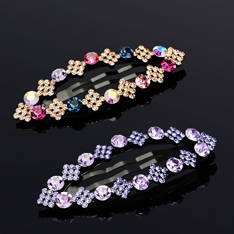 Vintage Rhinestone Snap Clip Metal Hair Clip
