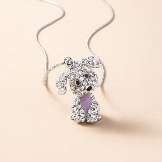 Sparkling Puppy Zircon Pendant Necklace for Girls