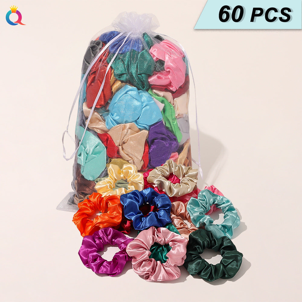 60pcs Satin Scrunchie Hair Tie Hair Rope Hair Accessories