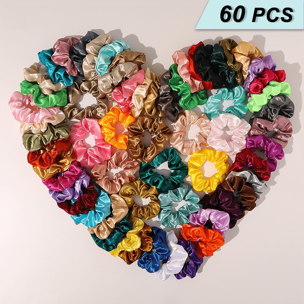 60pcs Satin Scrunchie Hair Tie Hair Rope Hair Accessories