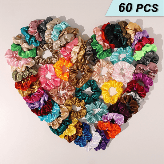 60pcs Satin Scrunchie Hair Tie Hair Rope Hair Accessories