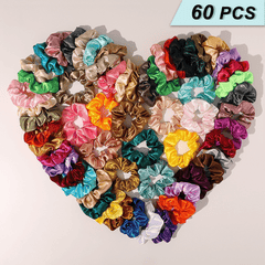 60pcs Satin Scrunchie Hair Tie Hair Rope Hair Accessories