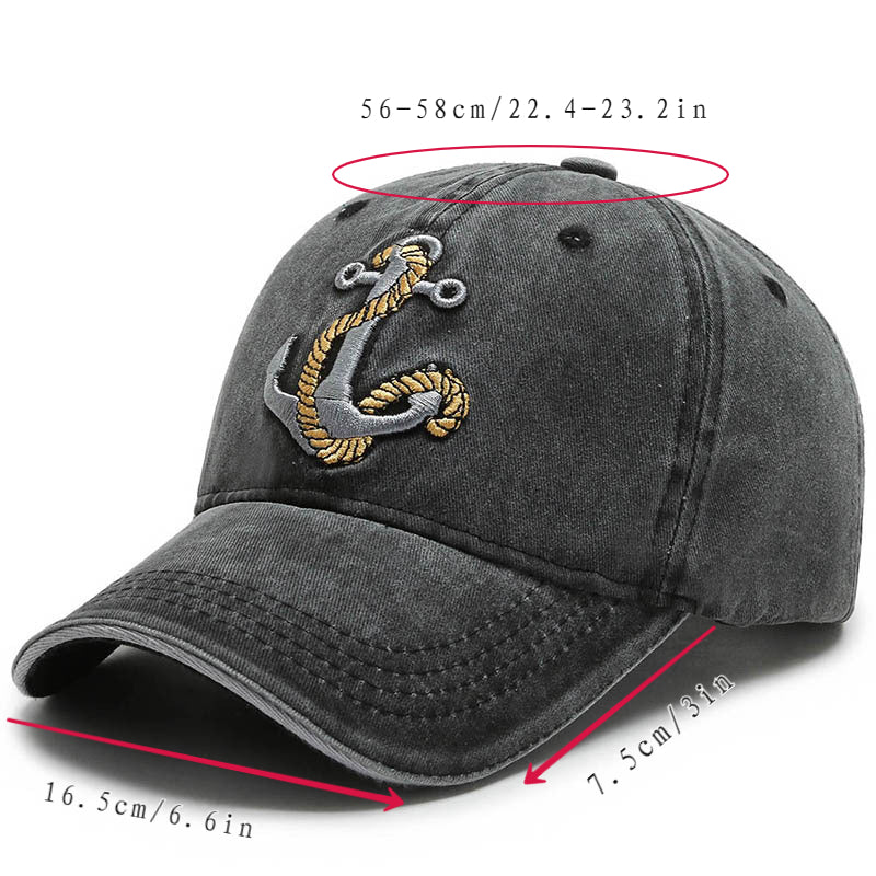 Embroidered Sea Rivet Denim Baseball Cap Peaked Cap