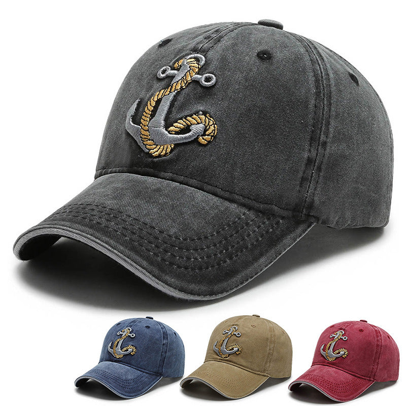 Embroidered Sea Rivet Denim Baseball Cap Peaked Cap