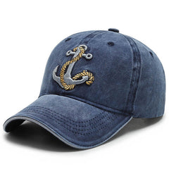 Embroidered Sea Rivet Denim Baseball Cap Peaked Cap