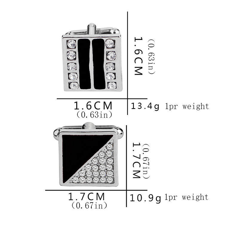 Men's Geometric Rhinestone Cufflinks Wedding Suit Accessories