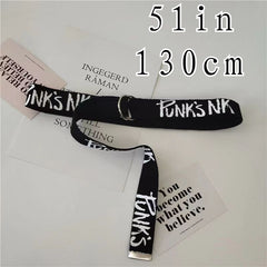 Men's Letter Graphic Tape Belt Double D Ring Buckle