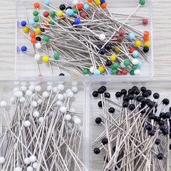 100pcs Fabric Sewing Pins with Colored Ball Glass Heads