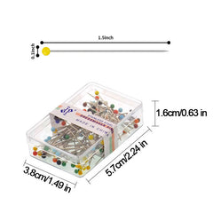 100pcs Fabric Sewing Pins with Colored Ball Glass Heads