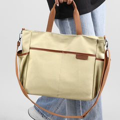 Canvas Tote Bag with Pockets - Casual Shoulder Bag