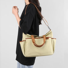 Canvas Tote Bag with Pockets - Casual Shoulder Bag
