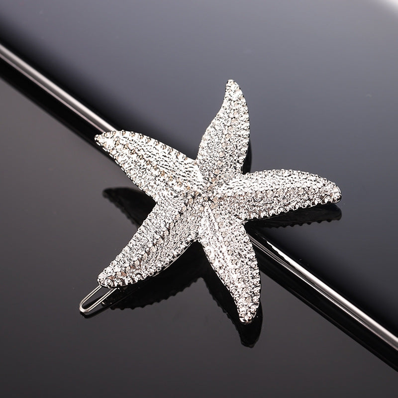 Ocean Series Rhinestone Starfish Hair Clip for Women Girls