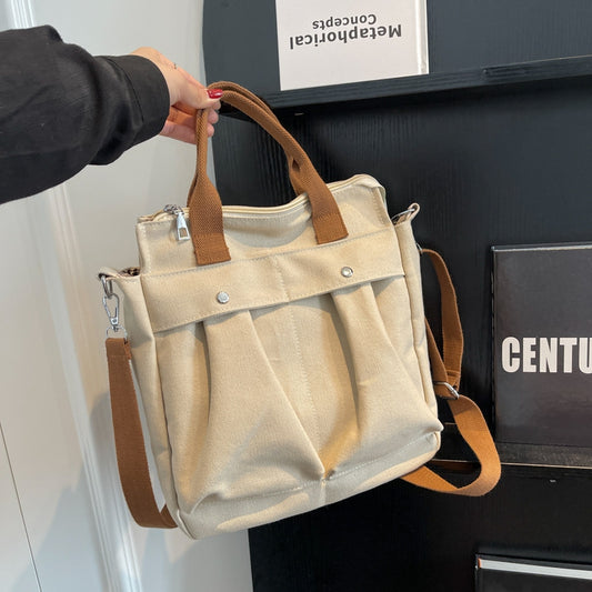 Canvas Durable Shoulder Bag Large Capacity Shopping Crossbody Bag