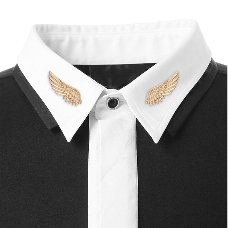 2pcs Wing Brooche Set Retro Style Wedding Shirt Collar Pin Accessory Gift