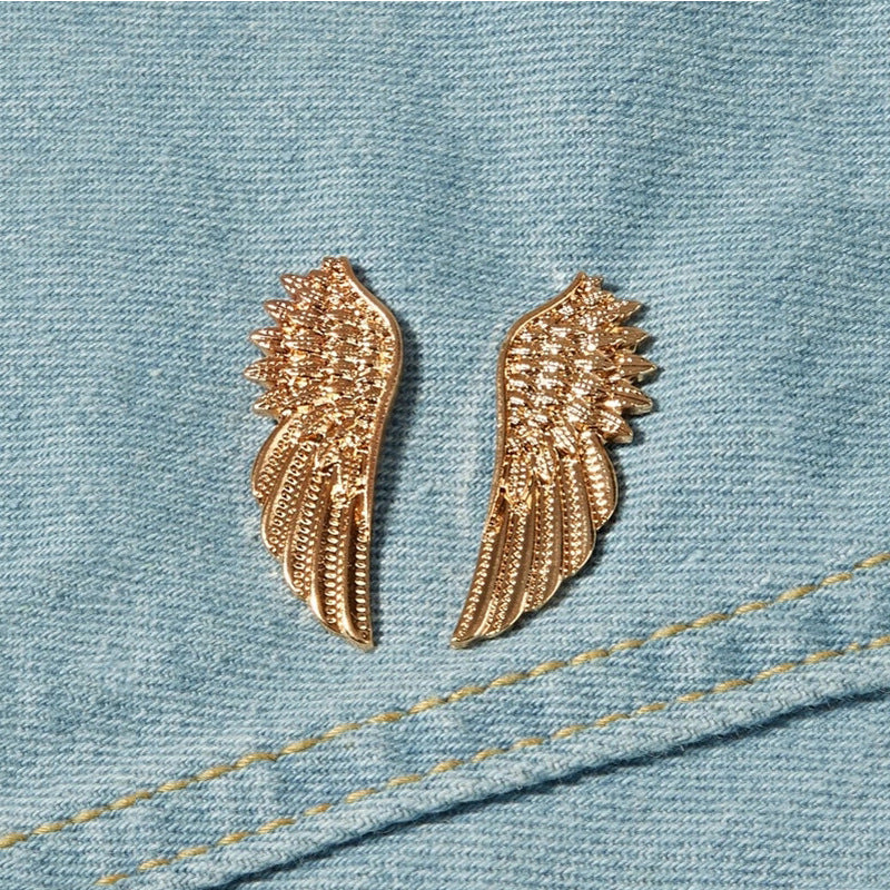 2pcs Wing Brooche Set Retro Style Wedding Shirt Collar Pin Accessory Gift