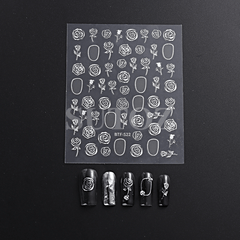 5D Embossed Nail Stickers Bronzing Rose For DIY Nail Art