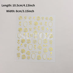 5D Embossed Nail Stickers Bronzing Rose For DIY Nail Art