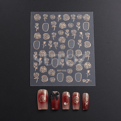 5D Embossed Nail Stickers Bronzing Rose For DIY Nail Art