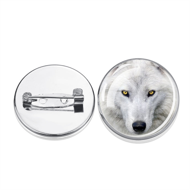 Wolf Brooch Silver Paper Clip Crescent Wolf Silhouette Pattern Men's Gift