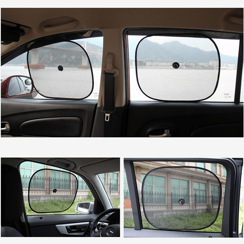 2pcs Car Sun Shade UV Protection Suction Cup Sunshade Heat Insulation