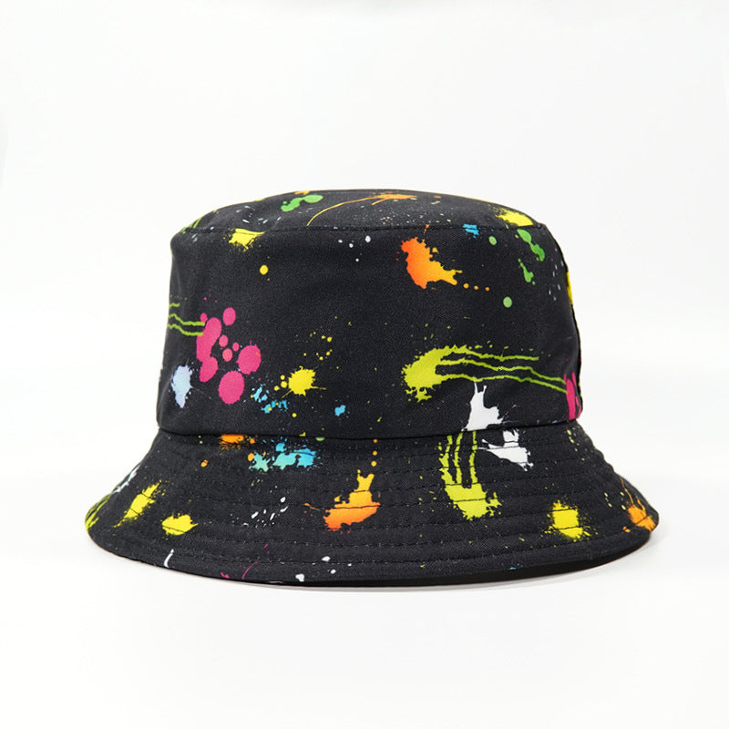 Graffiti Print Reversible Bucket Hat Tie Dye Sun Hat Unisex Lightweight Fisherma