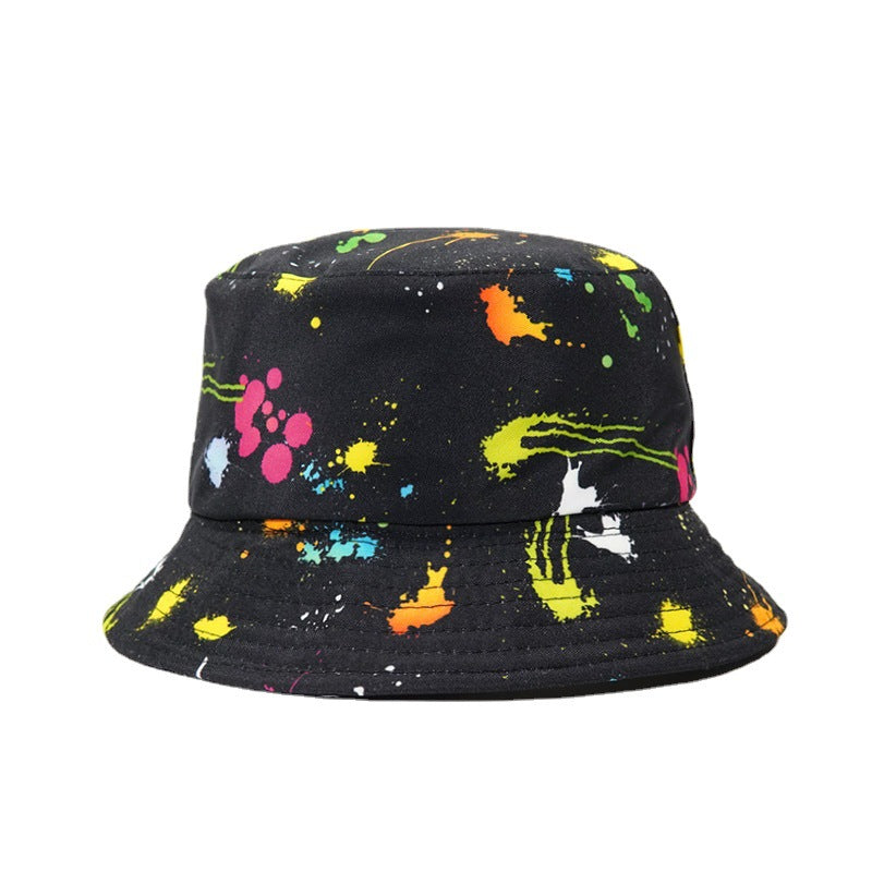 Graffiti Print Reversible Bucket Hat Tie Dye Sun Hat Unisex Lightweight Fisherma