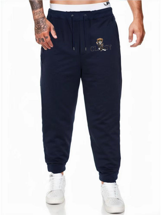 Classy Bear Comfy Drawstring Joggers Men's Casual Loose Fit Pants