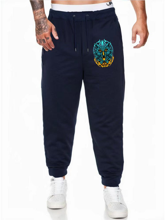Men's Owl Comfy Joggers Loose Fit Stretch Pants