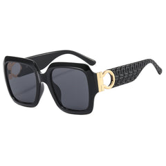 Square Polarized Sunglasses UV400 Engraved Temple Glasses for Driving