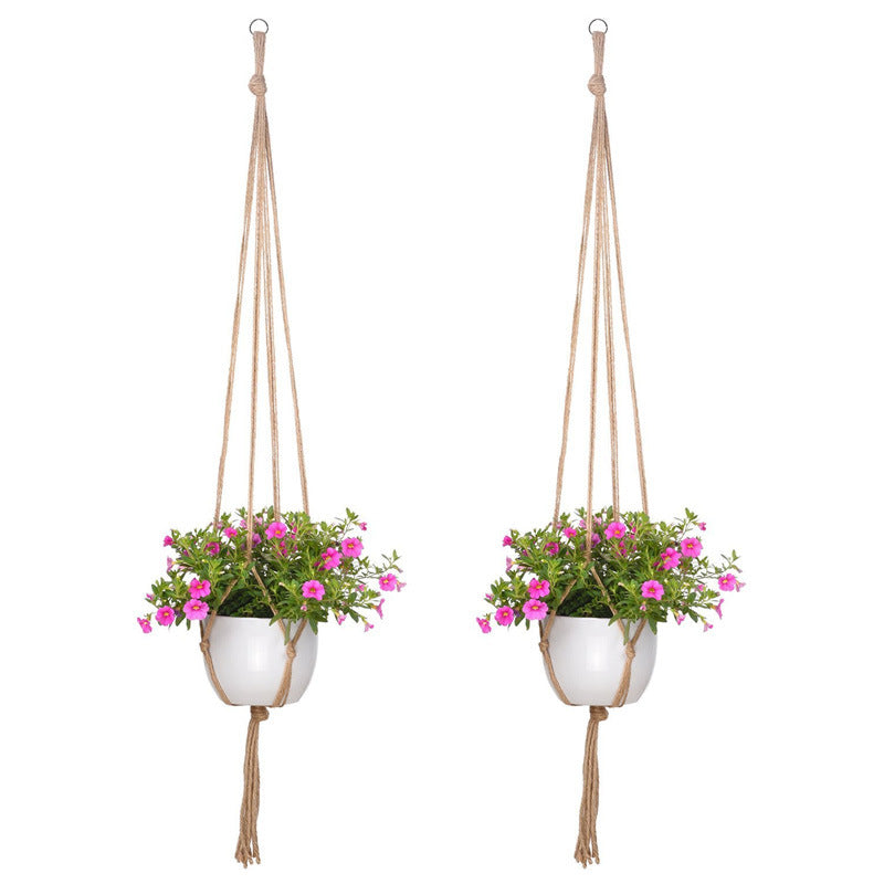 Hanging Frames Flower Pots Mesh Pockets Hemp Rope Hanging Baskets