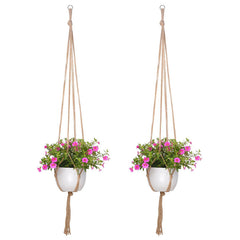 Hanging Frames Flower Pots Mesh Pockets Hemp Rope Hanging Baskets