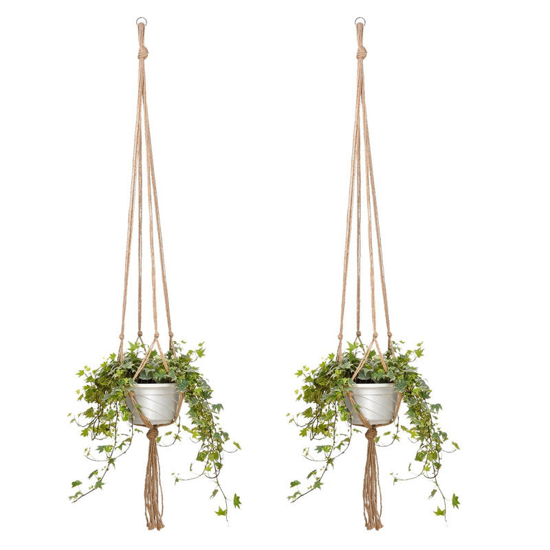Hanging Frames Flower Pots Mesh Pockets Hemp Rope Hanging Baskets
