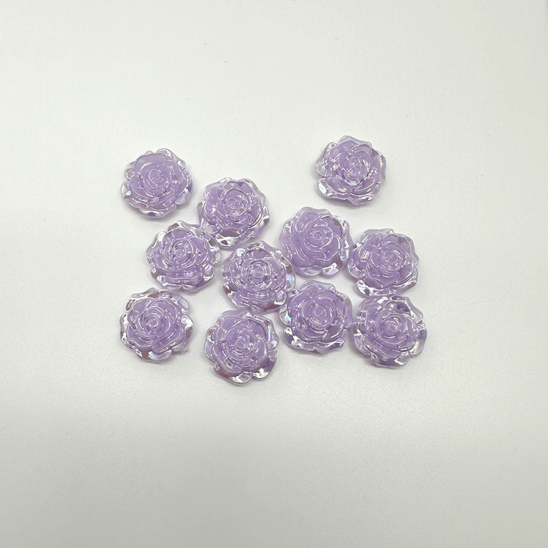15pcs 19mm AB Flat Bottom Acrylic Letterpress Rose Beads DIY Accessories