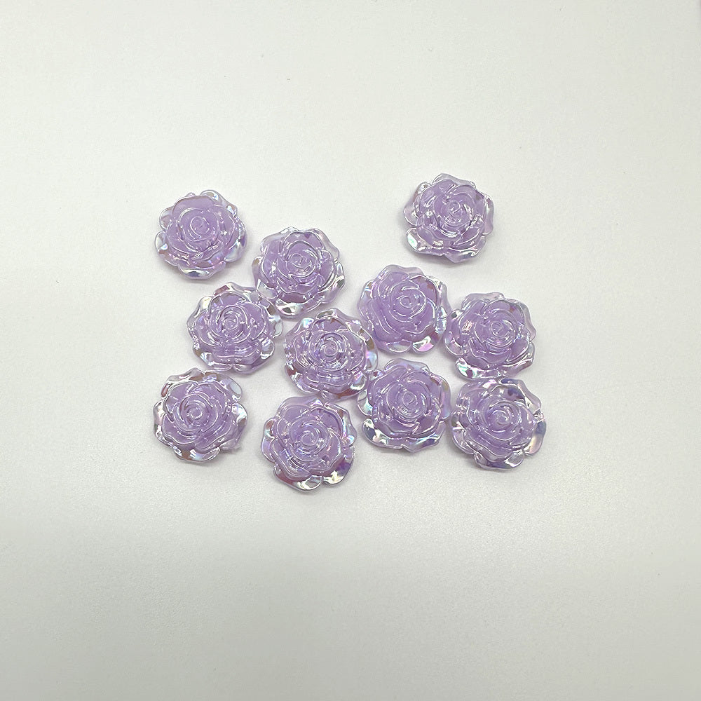 15pcs 19mm AB Flat Bottom Acrylic Letterpress Rose Beads DIY Accessories