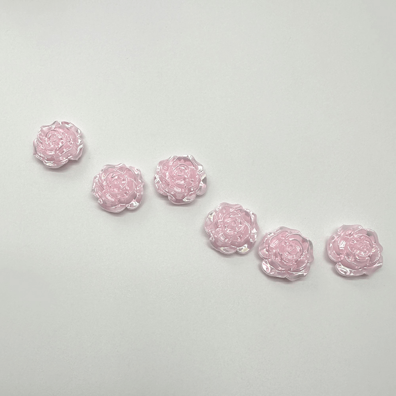 15pcs 19mm AB Flat Bottom Acrylic Letterpress Rose Beads DIY Accessories