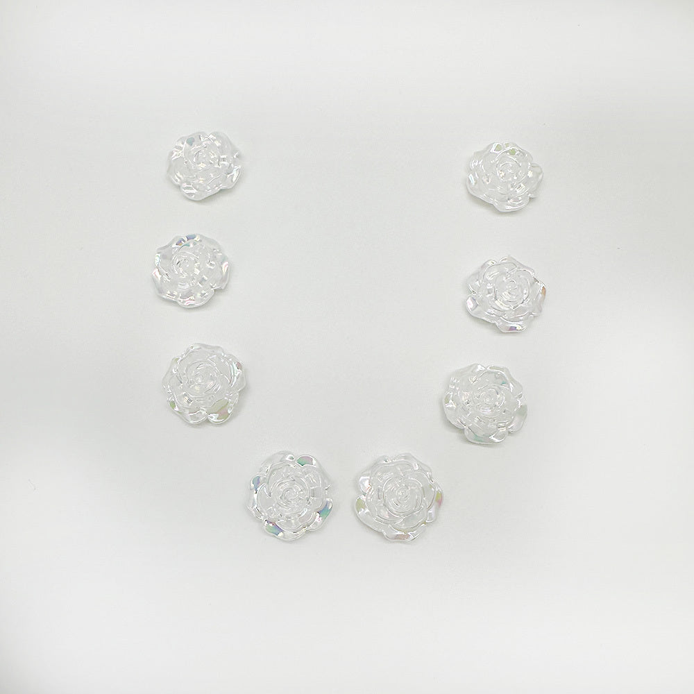15pcs 19mm AB Flat Bottom Acrylic Letterpress Rose Beads DIY Accessories