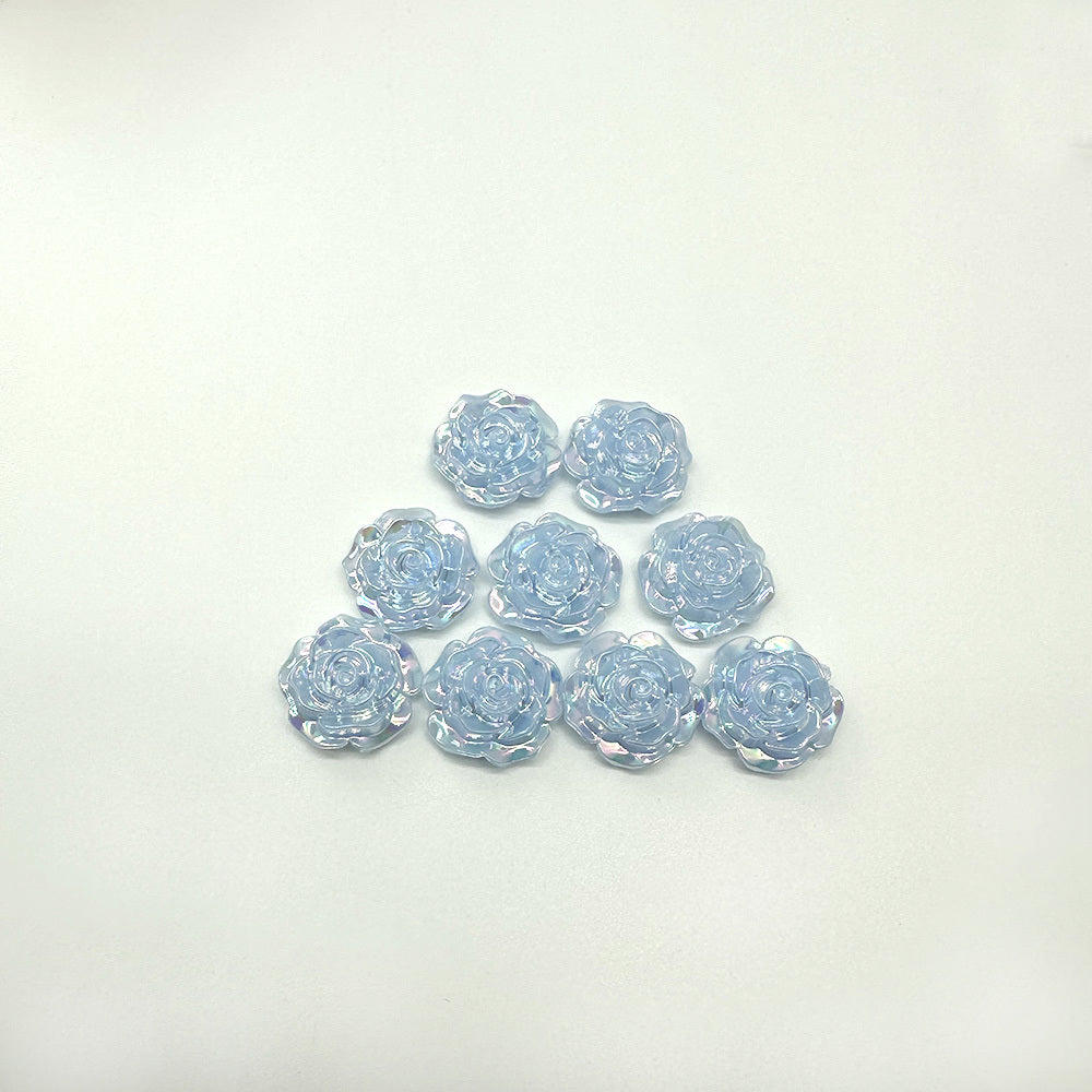 15pcs 19mm AB Flat Bottom Acrylic Letterpress Rose Beads DIY Accessories