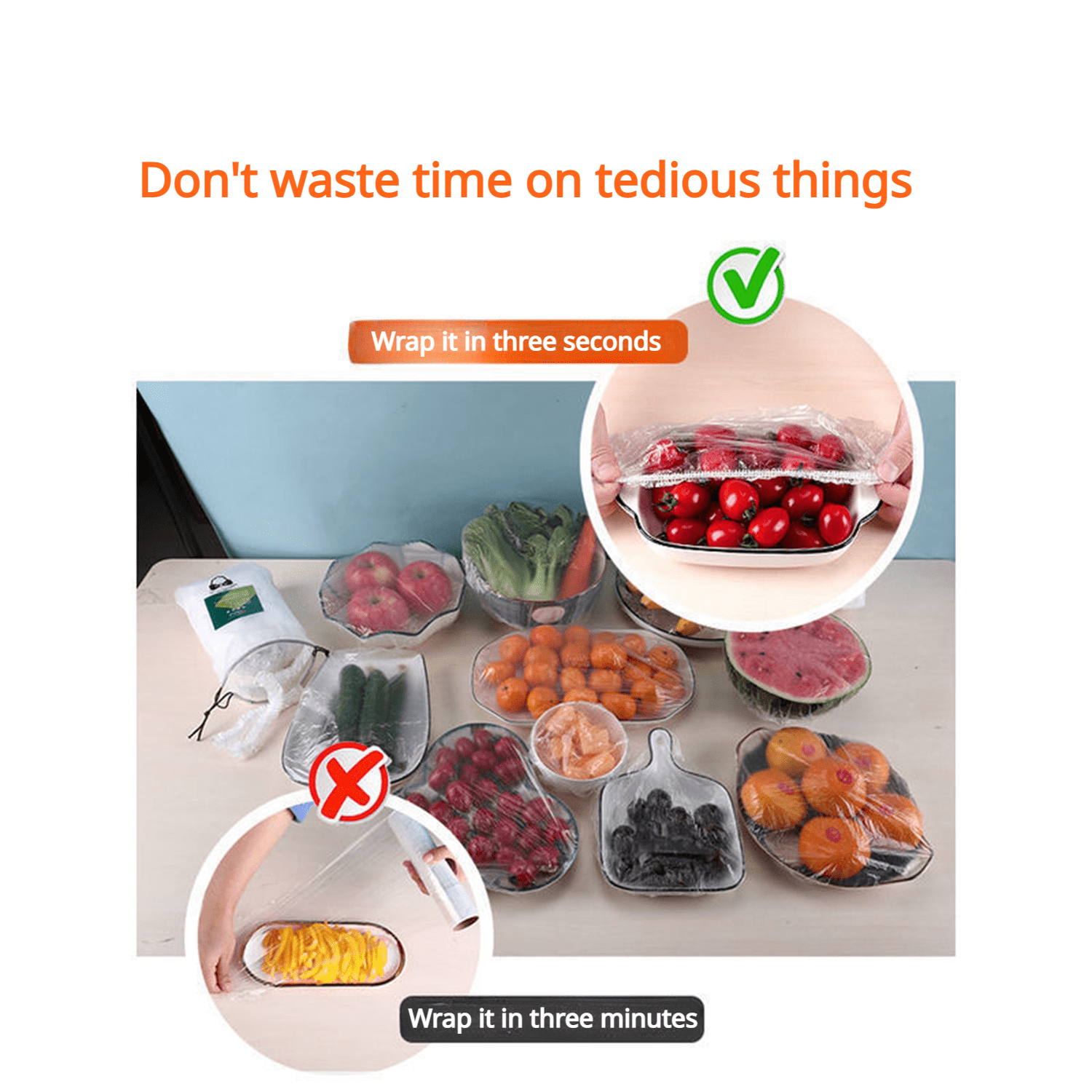 Disposable Plastic Cling Film Covers Stretch Plastic Wrap Bowl Cover