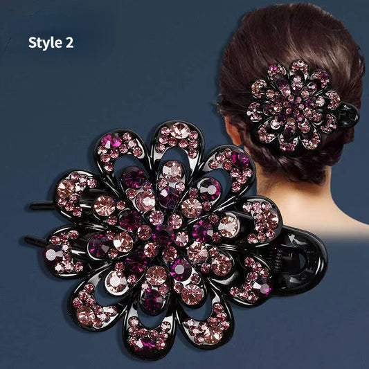 Colorful Rhinestone Hairclip Flower Claw Crystal Headwear Hair Accessories