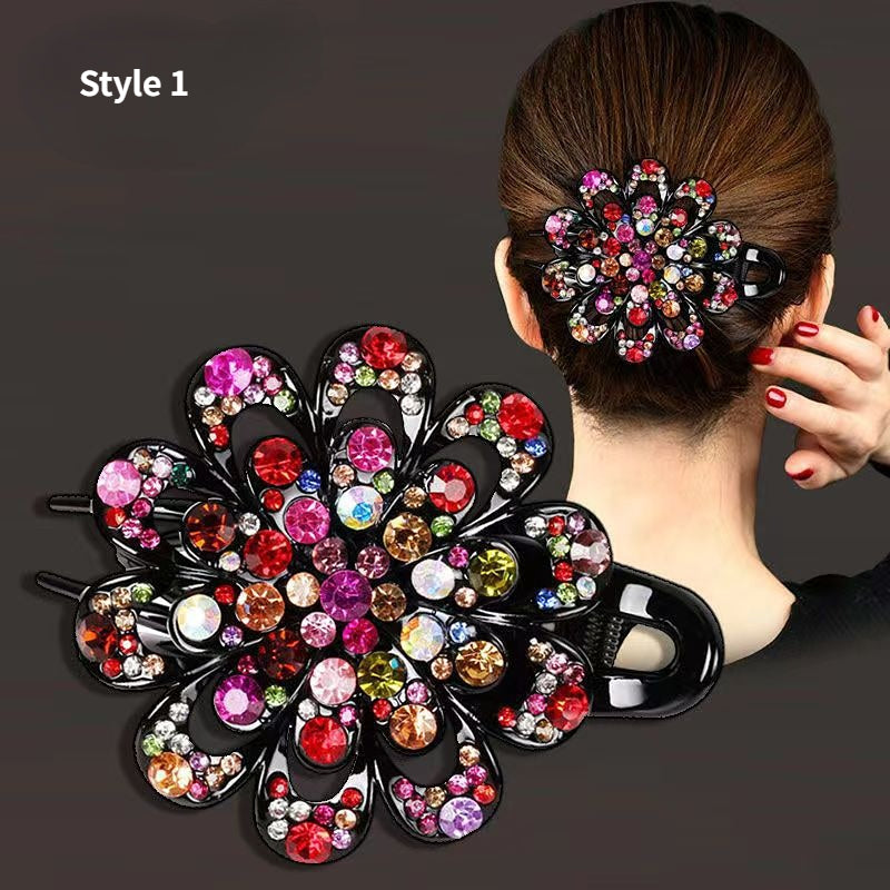 Colorful Rhinestone Hairclip Flower Claw Crystal Headwear Hair Accessories