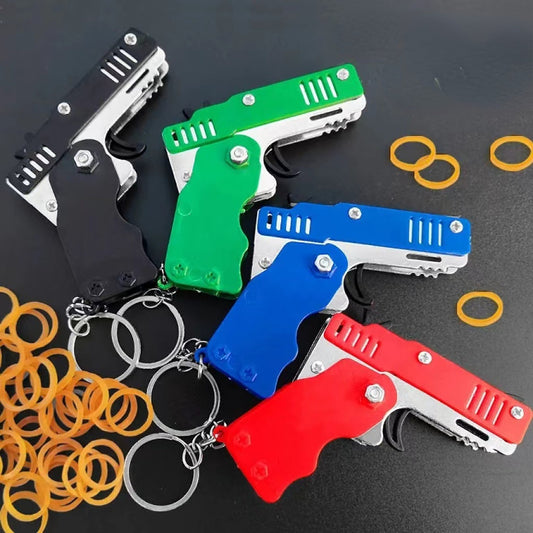 60pcs Metal Burst Rubber Band Toy Keychain Safe Shooting Toy