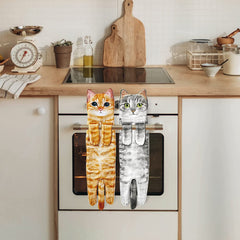 Cat Funny Hand Towels for Bathroom Kitchen Decor - Absorbent
