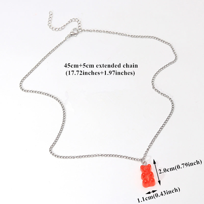 Candy Bear Chain Pendant Necklace For Women Girls Animal Jewelry