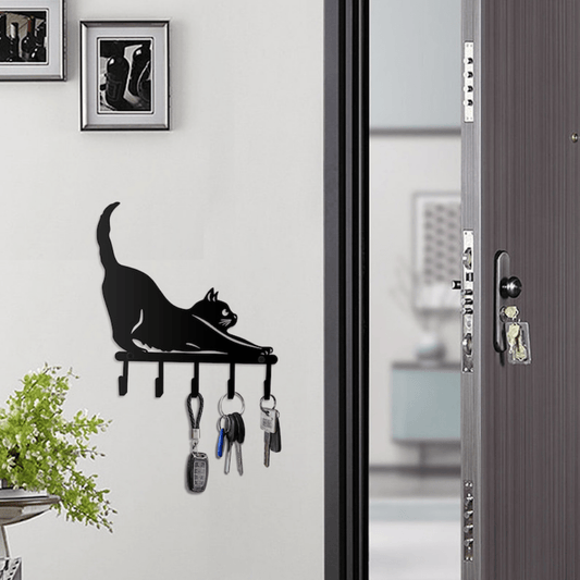 Cat Key Holder Wall Mount Metal Home Decor Funny Cat Lover Women