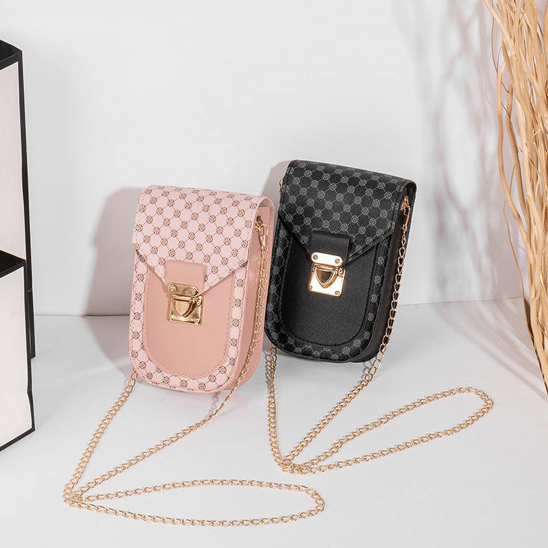 Shamrock Graphic Flap Shoulder Bag Chain Crossbody Phone Storage Bag